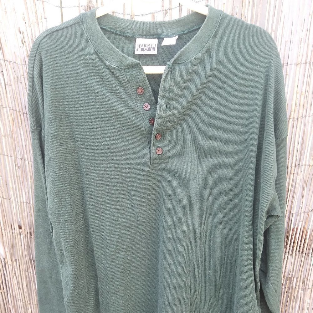 Bugle Boy Men's Long Sleeve Button Down V-Neck Thermal - XL